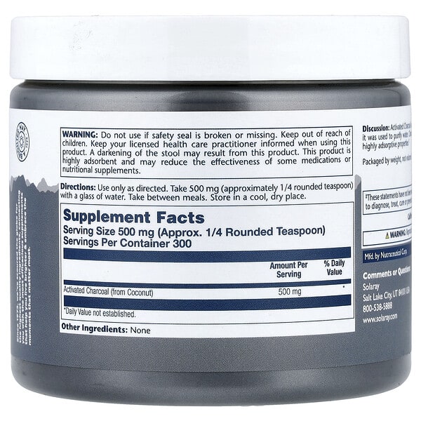 Alternative view of Solaray, Activated Charcoal Powder, 5.3 oz (150 g)