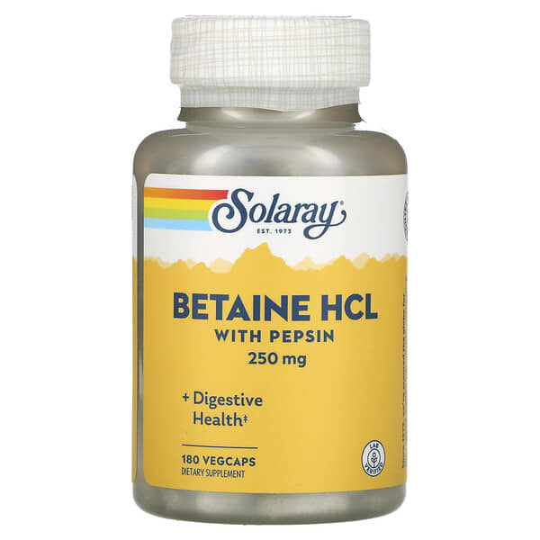 Solaray, Betaine HCL with Pepsin, 180 VegCaps