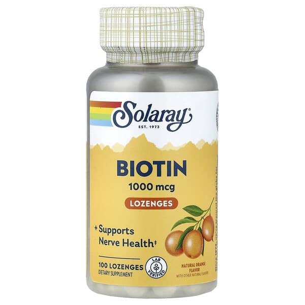 Solaray, Biotin Lozenges, Natural Orange, 1,000 mcg, 100 Lozenges