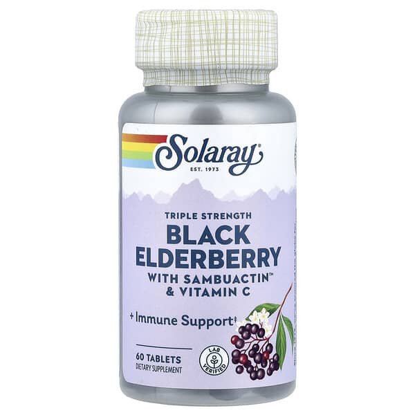 Solaray, Black Elderberry with Sambuactin™ & Vitamin C, 60 Tablets
