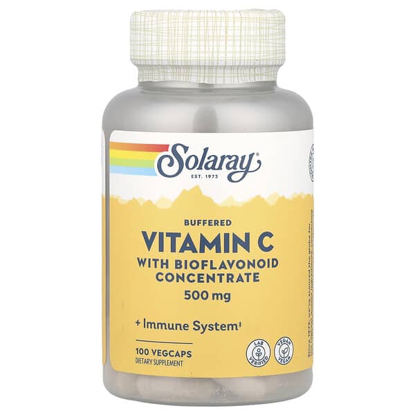 Solaray, Buffered Vitamin C with Bioflavonoid Concentrate, 500 mg, 100 VegCaps