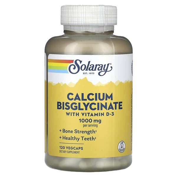 Solaray, Calcium Bisglycinate, With Vitamin D-3, 120 VegCaps