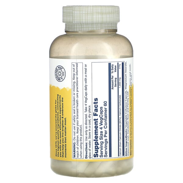 Alternative view of Solaray, Calcium Citrate, 240 VegCaps (250 mg per Capsule)