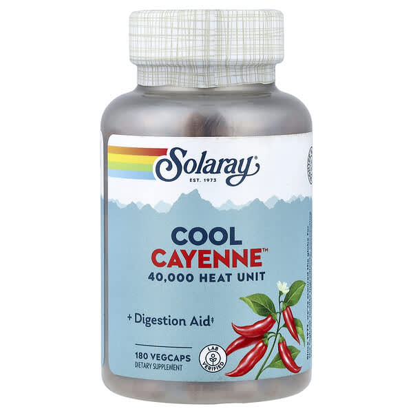Solaray, Cool Cayenne™, 180 VegCaps (300 mg per Capsule)