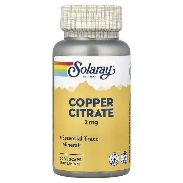 Solaray, Copper Citrate, 2 mg, 60 VegCaps