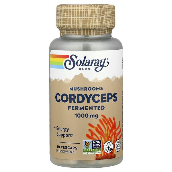 Solaray, Cordyceps, Fermented Mushrooms, 60 VegCaps (500 mg per Capsule)