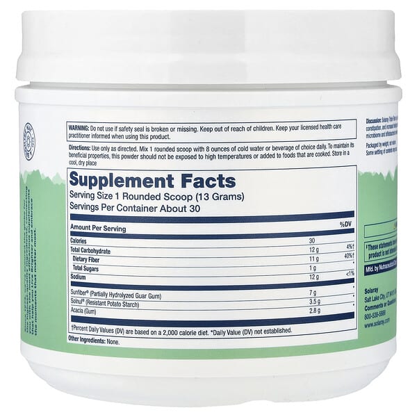 Alternative view of Solaray, Daily Triple Fiber Powder, Unflavored, 14 oz (401 g)