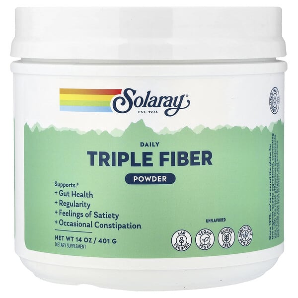 Solaray, Daily Triple Fiber Powder, Unflavored, 14 oz (401 g)