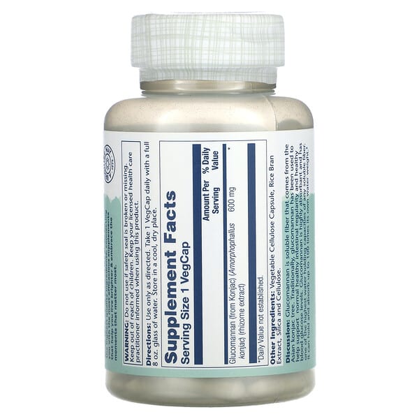 Alternative view of Solaray, Glucomannan, Rhizome Extract, 600 mg, 100 VegCaps