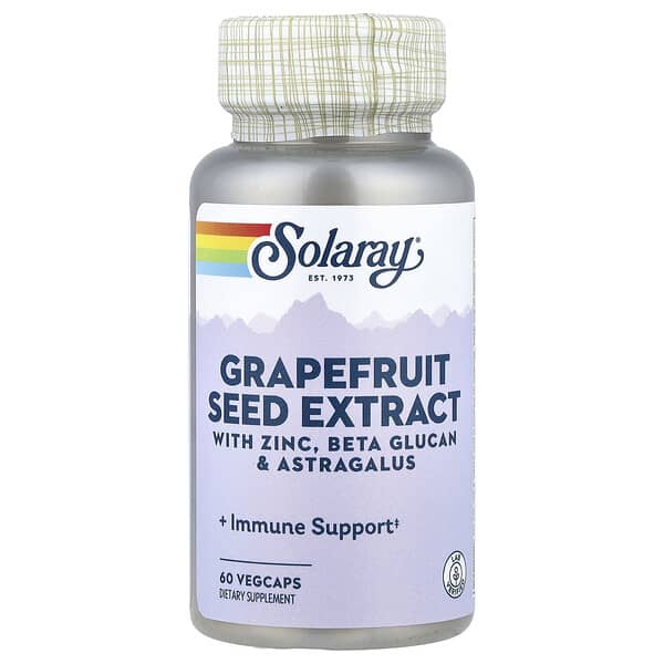 Solaray, Grapefruit Seed Extract With Zinc, Beta Glucan & Astragalus, 60 VegCaps 2 Solaray, Grapefruit Seed Extract With Zinc, Beta Glucan & Astragalus, 60 VegCaps