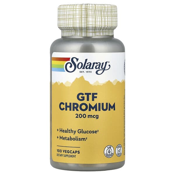 Solaray, GTF Chromium, 200 mcg, 100 VegCaps