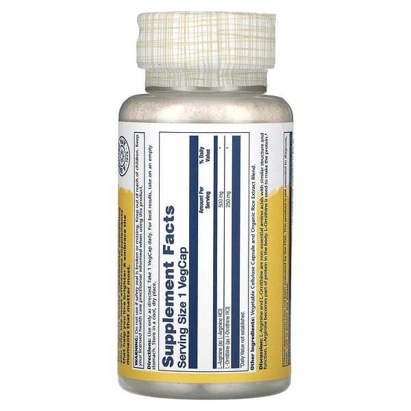 Solaray, L-Arginine L-Ornithine, 750 mg, 50 VegCaps 2 Solaray, L-Arginine L-Ornithine, 750 mg, 50 VegCaps - Ảnh 2