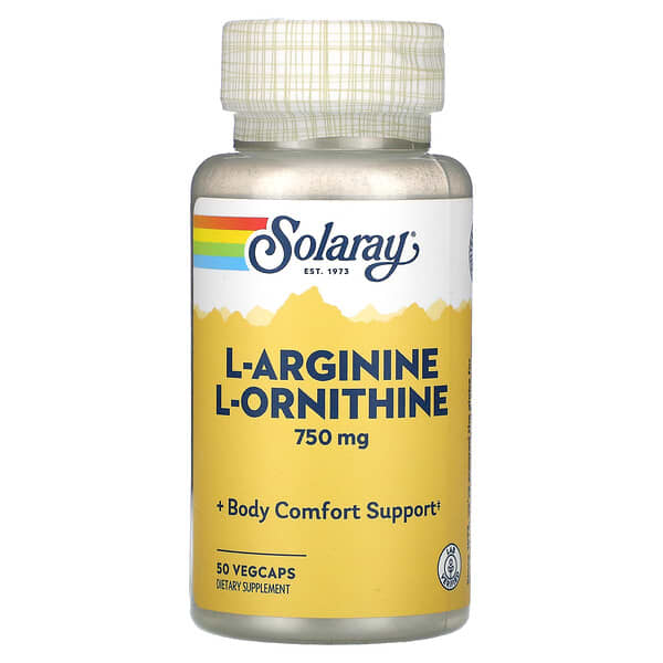 Solaray, L-Arginine L-Ornithine, 750 mg, 50 VegCaps 2 Solaray, L-Arginine L-Ornithine, 750 mg, 50 VegCaps