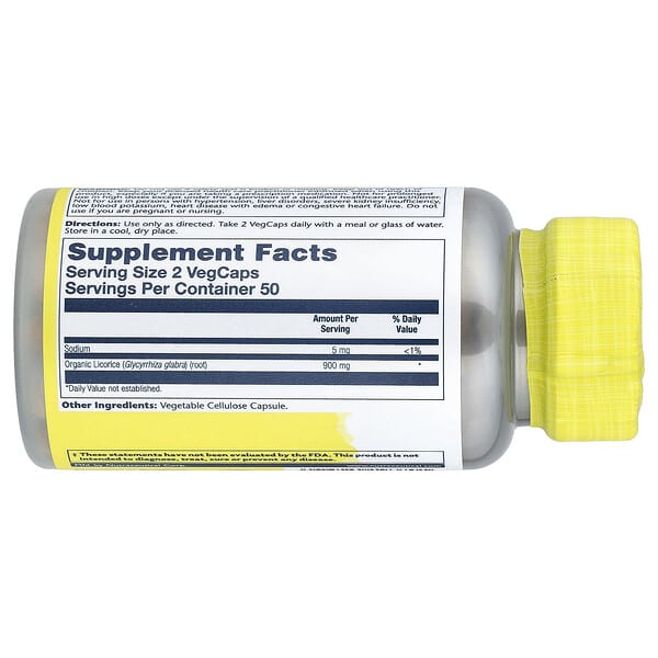 Alternative view of Solaray, Licorice, 100 VegCaps (450 mg per Capsule)