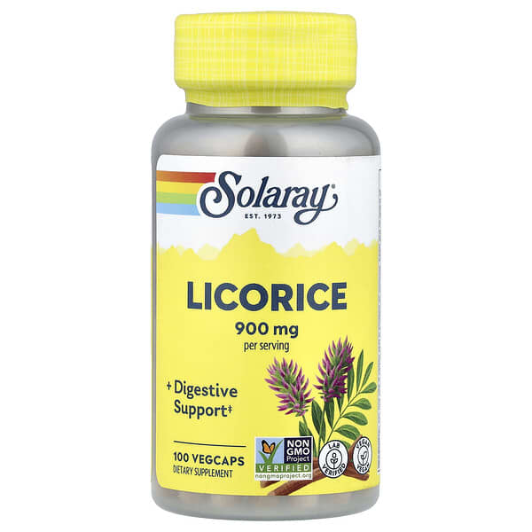 Solaray, Licorice, 100 VegCaps (450 mg per Capsule)