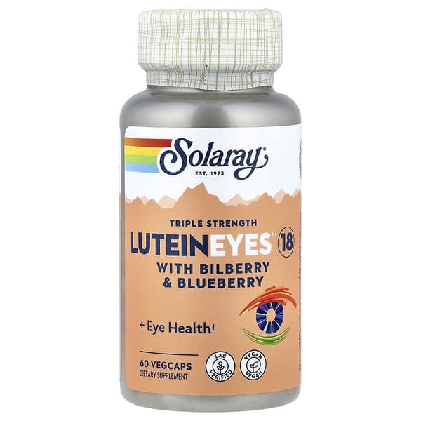 Solaray, LuteinEyes™ 18, With Bilberry & Blueberry, Triple Strength, 60 VegCaps