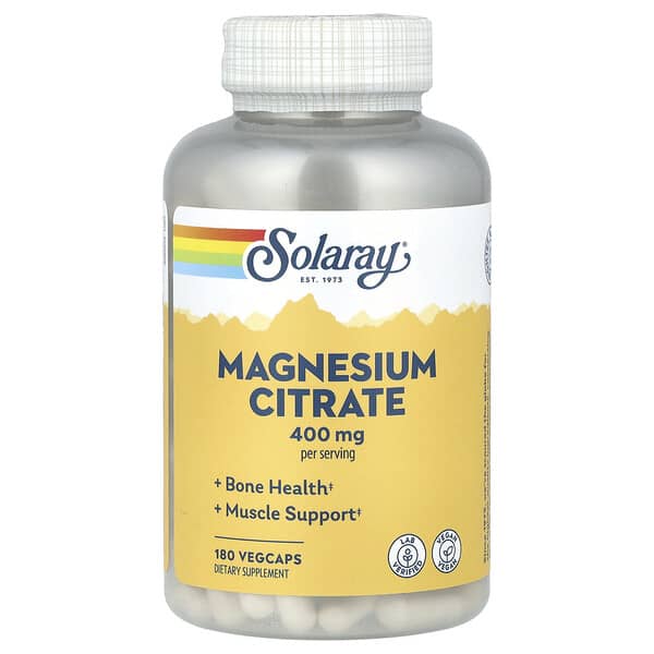 Solaray, Magnesium Citrate, 180 VegCaps (133 mg per Capsule)