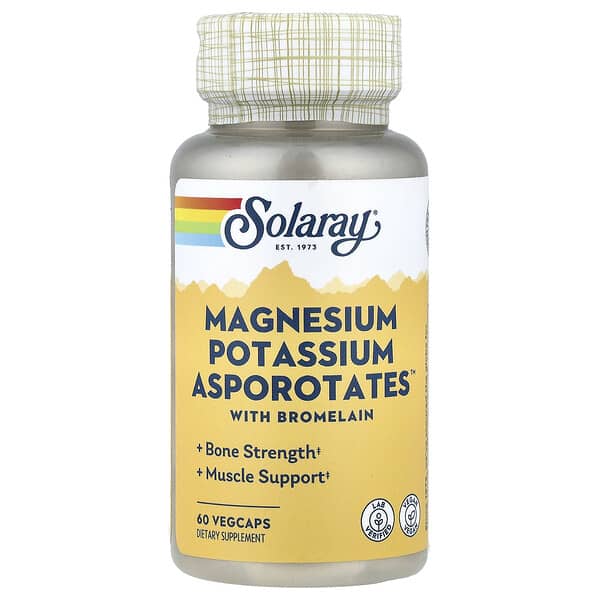 Solaray, Magnesium, Potassium, Asporotates with Bromelain, 60 Vegcaps