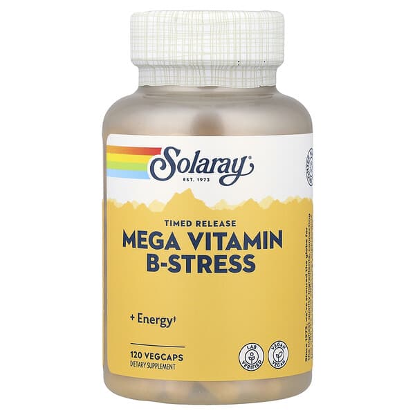Solaray, Mega Vitamin B-Stress, Timed Release, 120 VegCaps 2 Solaray, Mega Vitamin B-Stress, Timed Release, 120 VegCaps