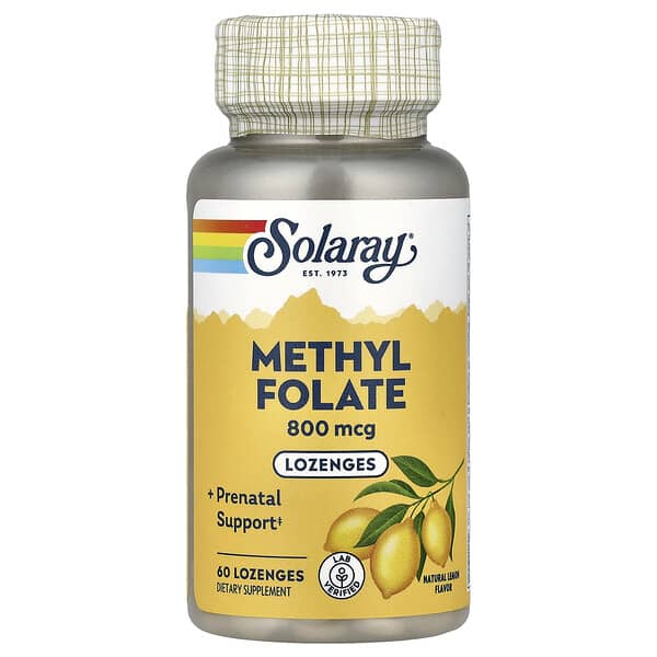 Solaray, Methyl Folate, Lemon, 800 mcg, 60 Lozenges
