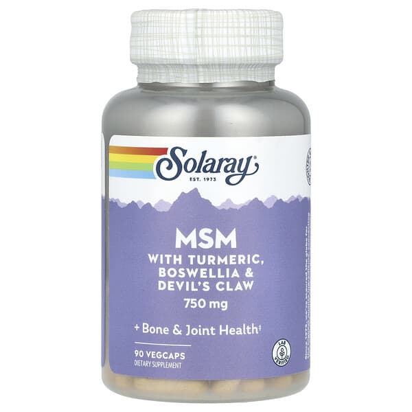 Solaray, MSM with Turmeric, Boswellia & Devil's Claw, 750 mg, 90 VegCaps