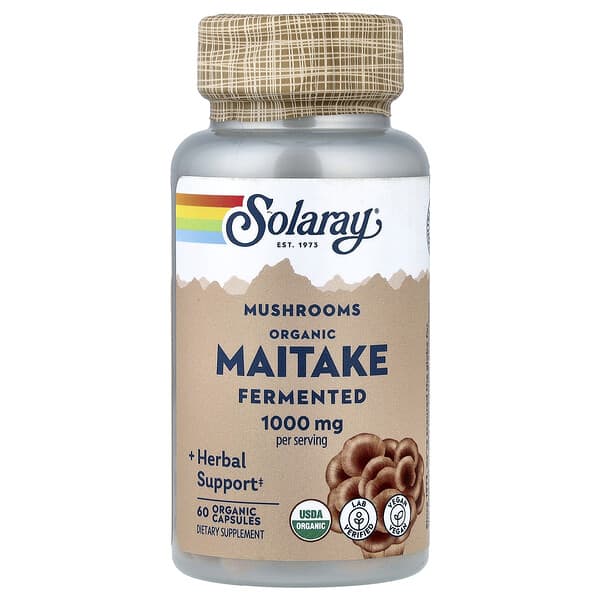 Solaray, Mushrooms, Organic Fermented Maitake, 60 Organic Capsules (500 mg per Capsule)