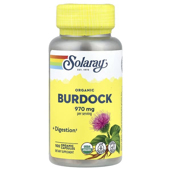 Solaray, Organic Burdock, 100 Organic Capsules (485 mg per Capsule)