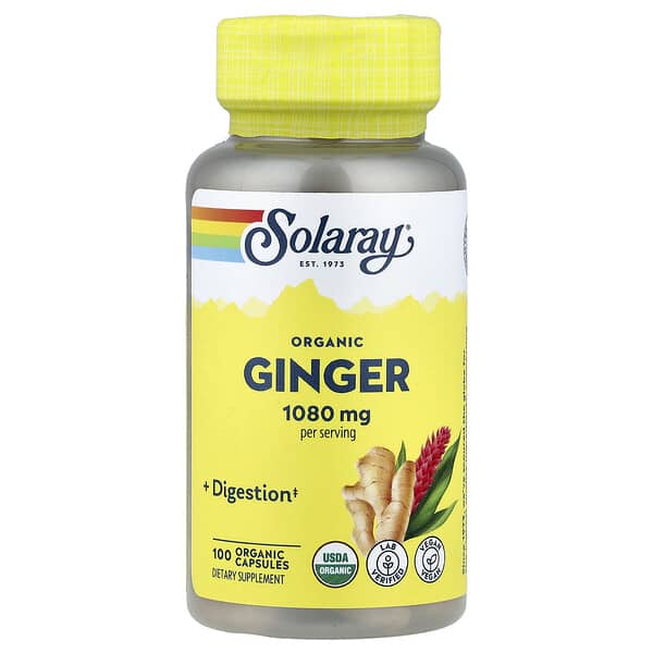 Solaray, Organic Ginger, 100 Capsules (540 mg per Capsule)