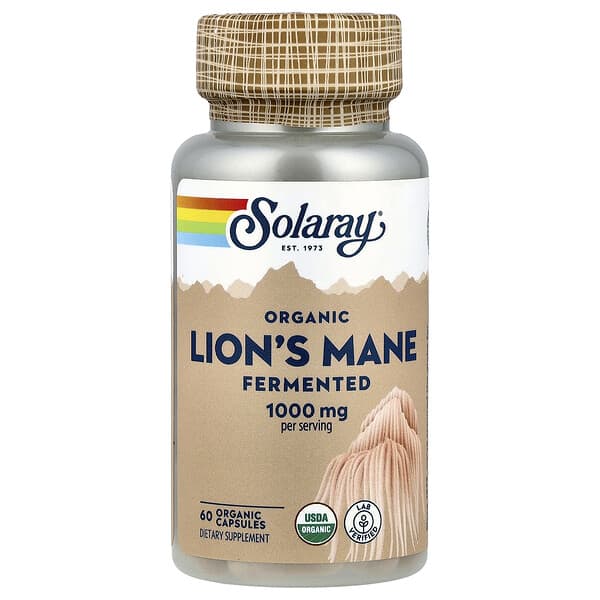 Solaray, Organic Lion's Mane, Fermented, 60 Organic Capsules (500 mg per Capsule)
