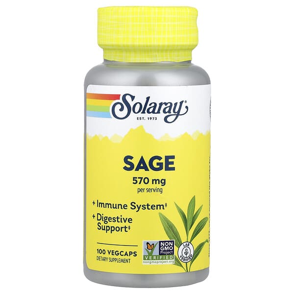 Solaray, Sage, 100 VegCaps (285 mg per Cap)