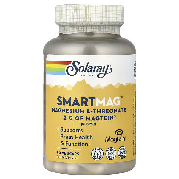 Solaray, SmartMag® Magnesium L-Threonate, 90 VegCaps (48 mg per VegCap) 3 Solaray, SmartMag® Magnesium L-Threonate, 90 VegCaps (48 mg per VegCap)