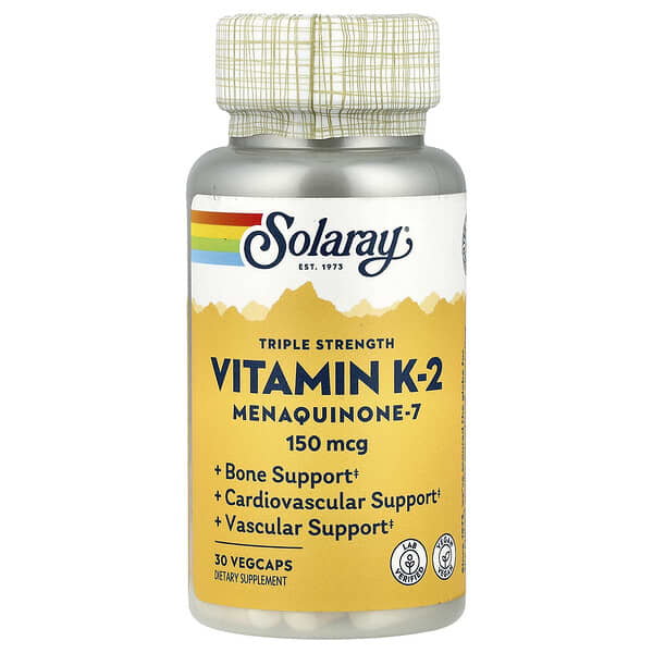 Solaray, Triple Strength, Vitamin K-2 Menaquinone-7, 150 mcg, 30 VegCaps