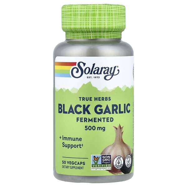 Solaray, True Herbs, Black Garlic, Fermented, 500 mg, 50 VegCaps 2 Solaray, True Herbs, Black Garlic, Fermented, 500 mg, 50 VegCaps