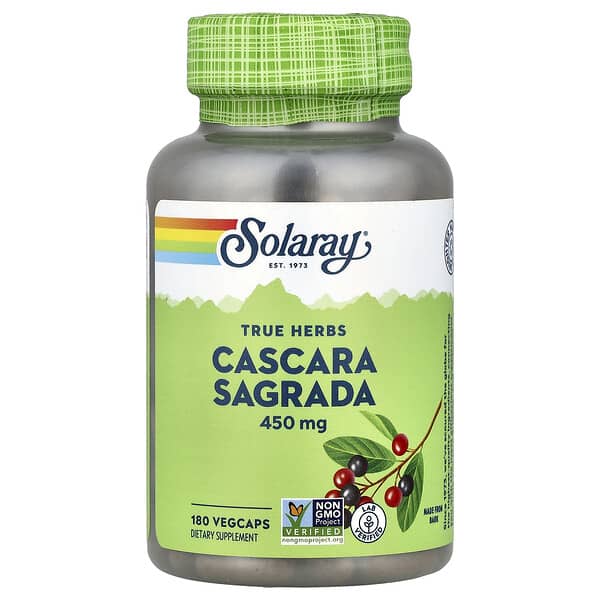 Solaray, True Herbs, Cascara Sagrada, 450 mg, 180 VegCaps