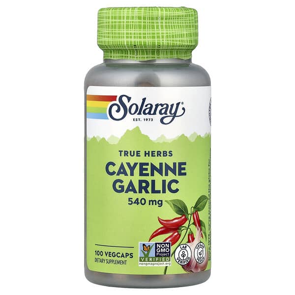 Solaray, True Herbs, Cayenne Garlic, 100 VegCaps
