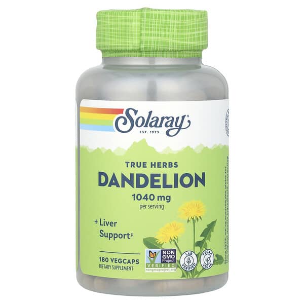 Solaray, True Herbs, Dandelion, 180 VegCaps (520 mg per Capsule)