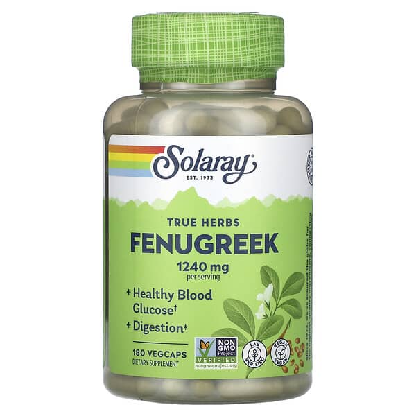 Solaray, True Herbs, Fenugreek, 180 VegCaps (620 mg per Capsule)
