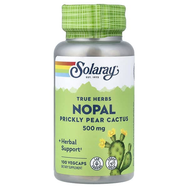 Solaray, True Herbs, Nopal, Prickly Pear Cactus, 500 mg, 100 VegCaps 1 Solaray, True Herbs, Nopal, Prickly Pear Cactus, 500 mg, 100 VegCaps
