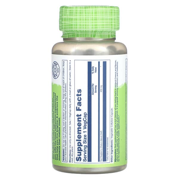 Alternative view of Solaray, True Herbs, Red Raspberry, 400 mg , 100 VegCaps