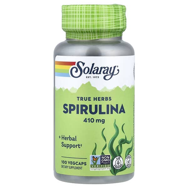 Solaray, True Herbs, Spirulina, 100 Vegcaps