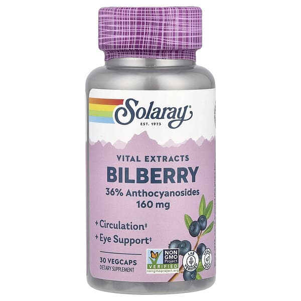 Solaray, Vital Extracts Bilberry, 30 VegCaps