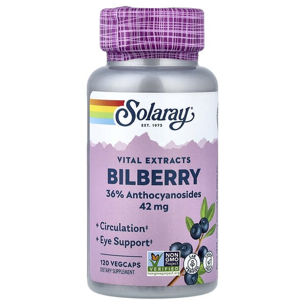 Solaray, Vital Extracts, Bilberry, 42 mg, 120 VegCaps