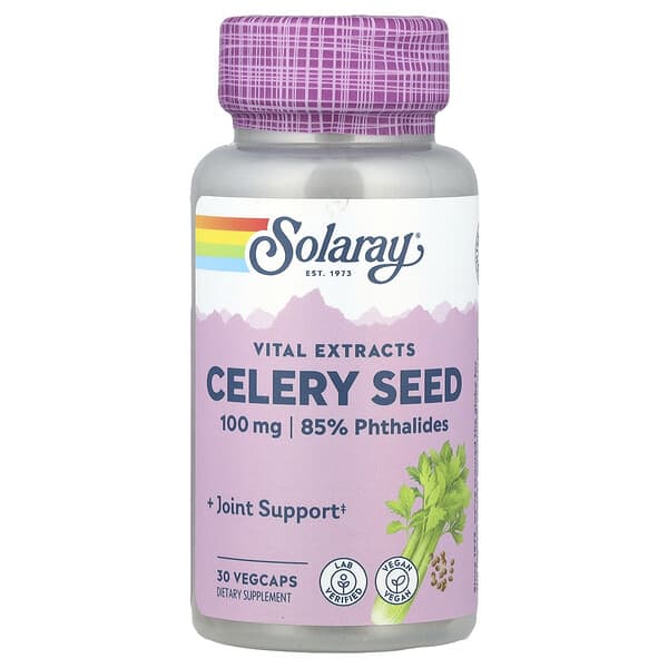 Solaray, Vital Extracts, Celery Seed, 30 VegCaps 5 Solaray, Vital Extracts, Celery Seed, 30 VegCaps