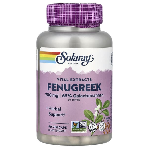 Solaray, Vital Extracts, Fenugreek, 90 VegCaps 3 Solaray, Vital Extracts, Fenugreek, 90 VegCaps