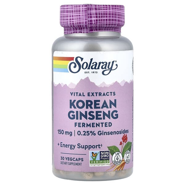 Solaray, Vital Extracts, Fermented Korean Ginseng, 150 mg, 30 VegCaps