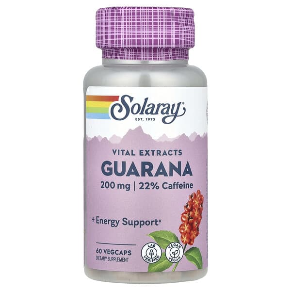 Solaray, Vital Extracts, Guarana, 60 Vegcaps 5 Solaray, Vital Extracts, Guarana, 60 Vegcaps