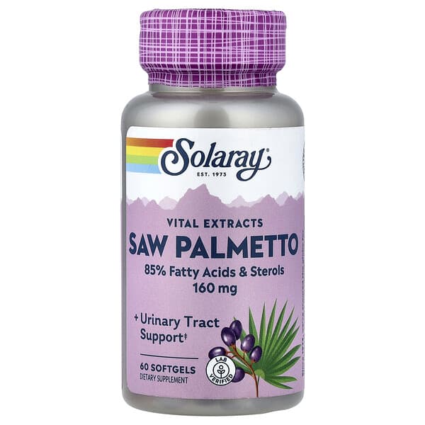Solaray, Vital Extracts, Saw Palmetto, 160 mg, 60 Softgels 5 Solaray, Vital Extracts, Saw Palmetto, 160 mg, 60 Softgels