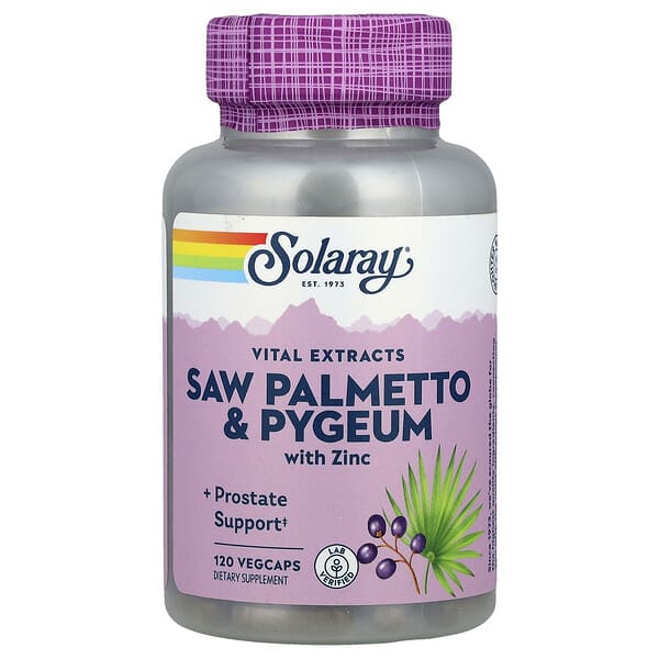 Solaray, Vital Extracts, Saw Palmetto & Pygeum with Zinc, 120 VegCaps 3 Solaray, Vital Extracts, Saw Palmetto & Pygeum with Zinc, 120 VegCaps