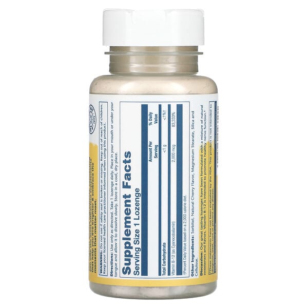 Alternative view of Solaray, Vitamin B-12, Natural Cherry, 2,000 mcg, 90 Lozenges