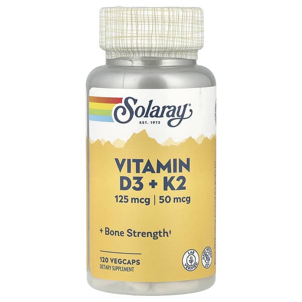 Solaray, Vitamin D3 + K2, 120 VegCaps